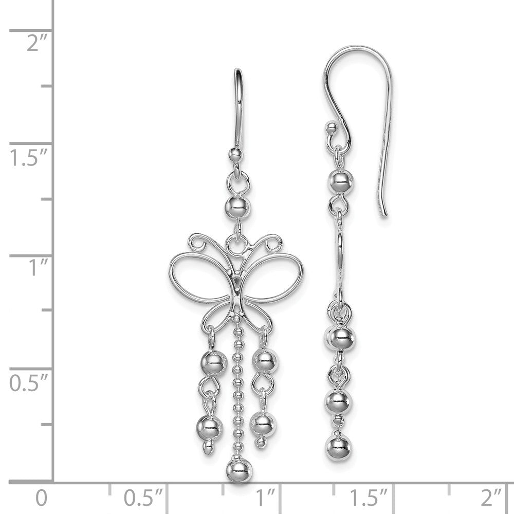 Quality Gold Sterling Silver Rhodium Plated Butterfly Dangle Earrings