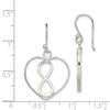 Quality Gold Sterling Silver Open Heart with Infinity Symbol Dangle Earrings