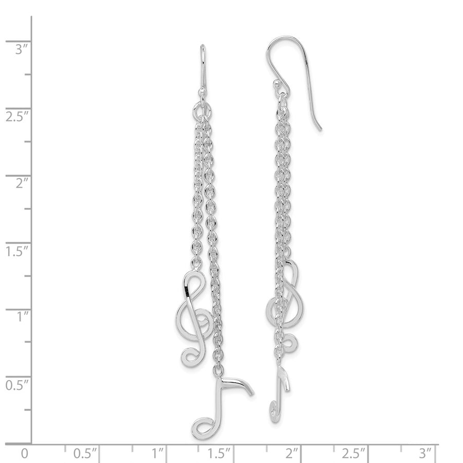 Quality Gold Sterling Silver Rhodium-plated Musical Notes Dangle Earrings