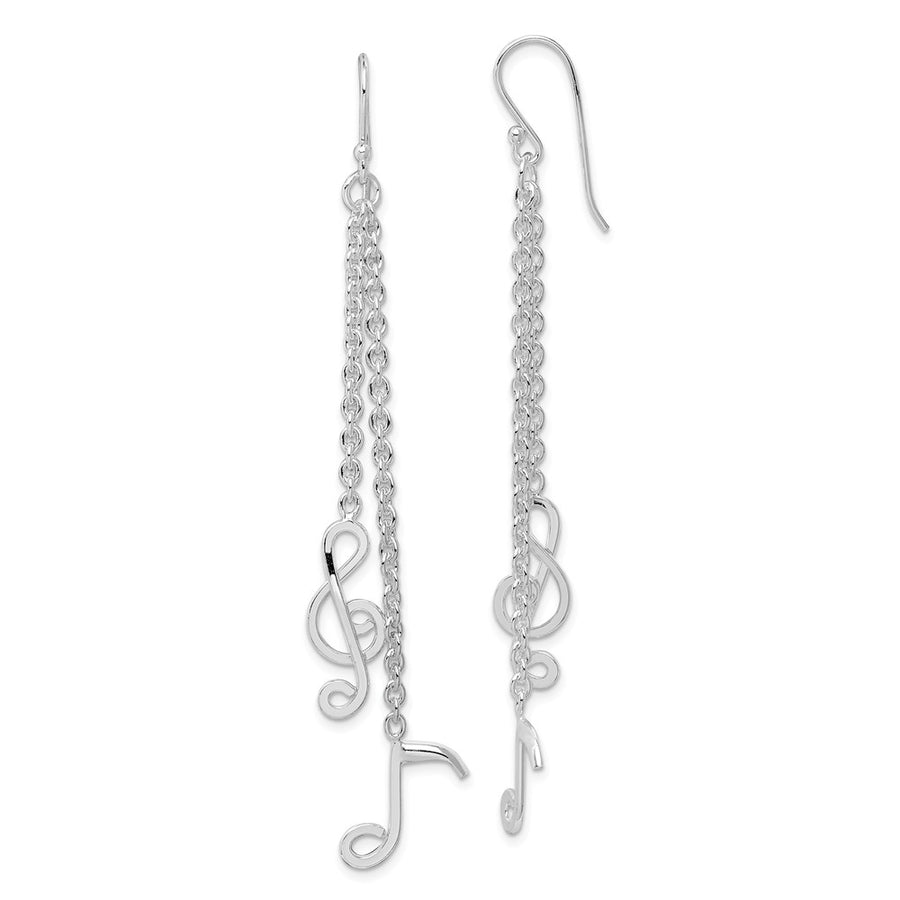 Quality Gold Sterling Silver Rhodium-plated Musical Notes Dangle Earrings