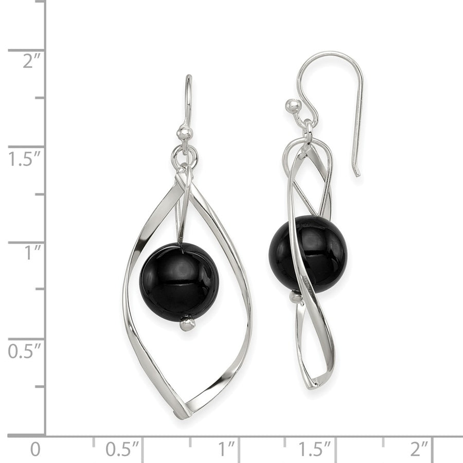 Quality Gold Sterling Silver Twist Dangle Onyx Earrings