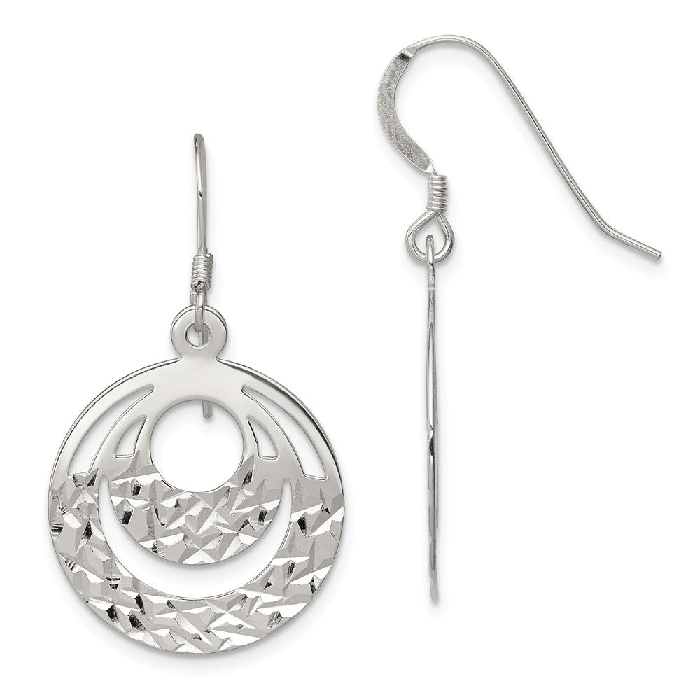 Quality Gold Sterling Silver Diamond Cut Circle Dangle Earrings