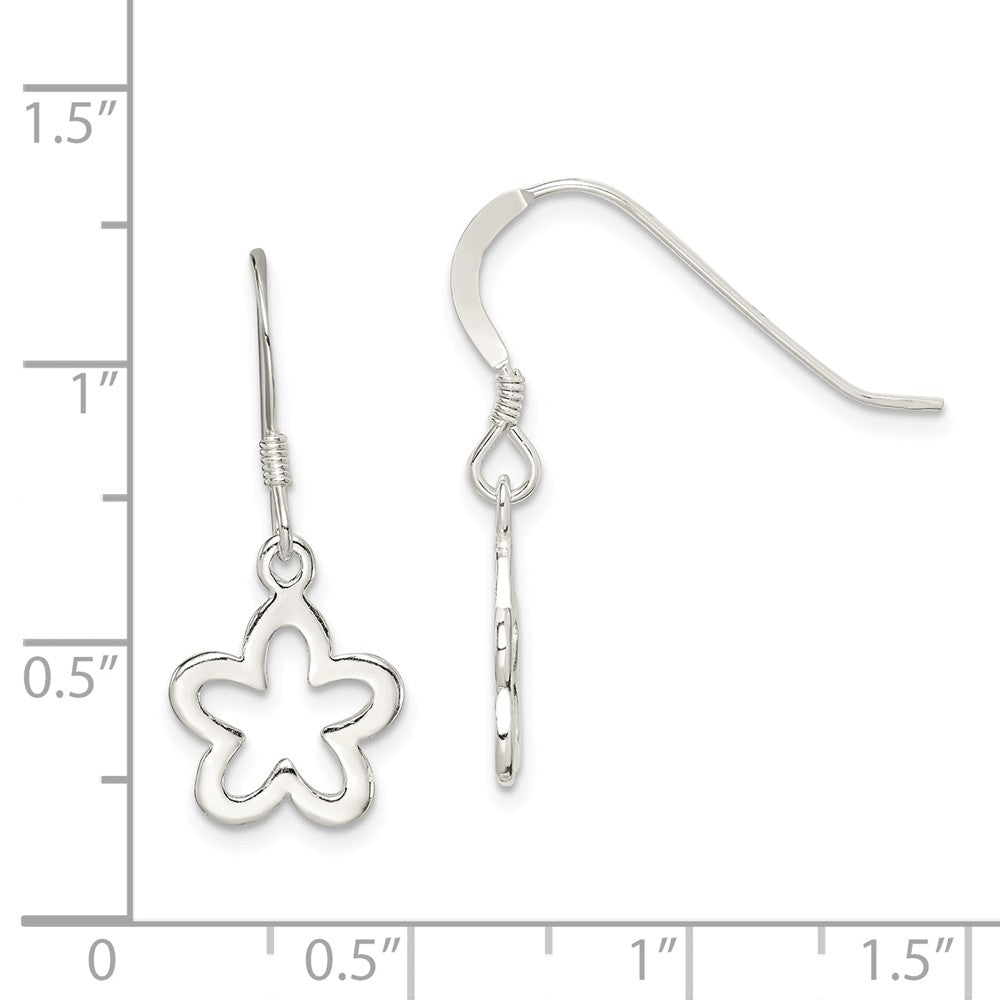 Quality Gold Sterling Silver Polished Flower Dangle Earrings