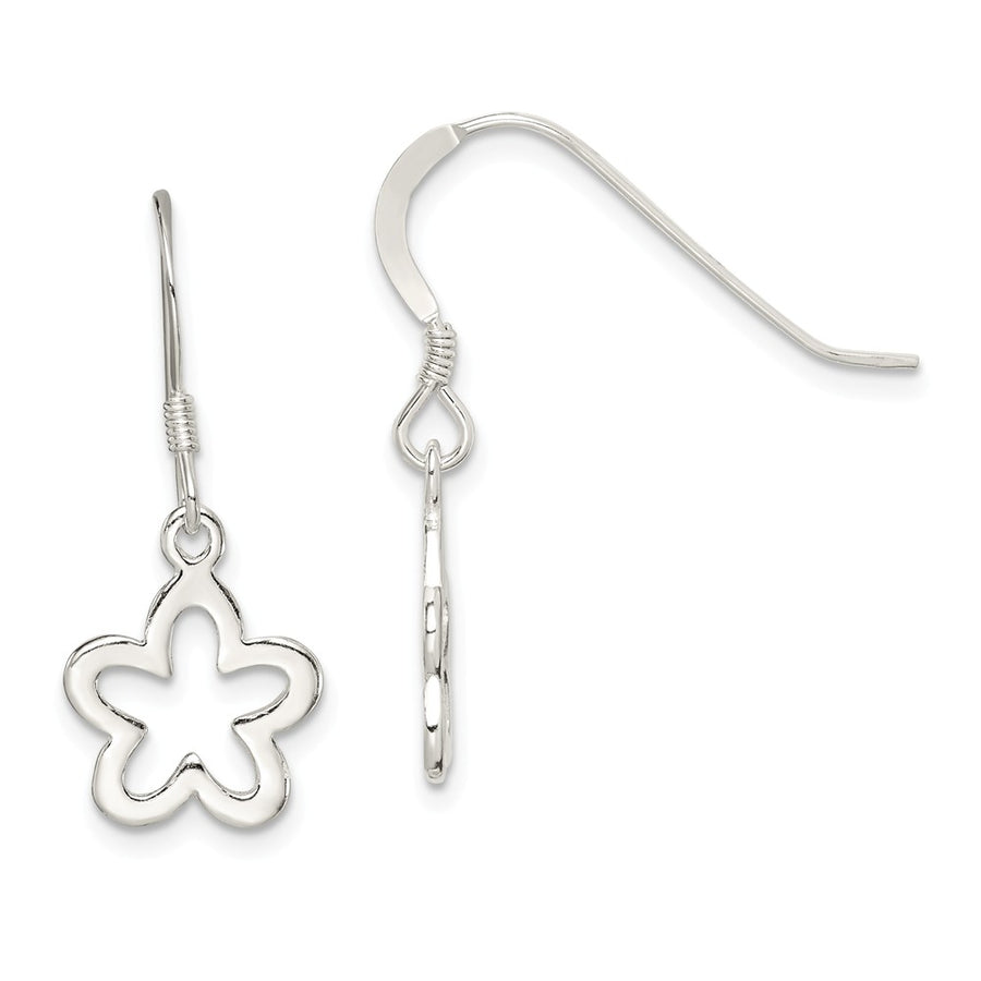 Quality Gold Sterling Silver Polished Flower Dangle Earrings