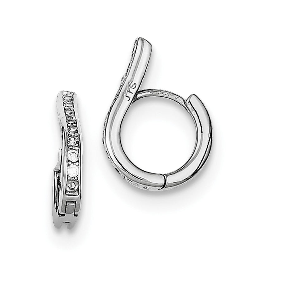 Quality Gold Sterling Silver Rhodium-plated CZ Oval Hinged Hoop Earrings