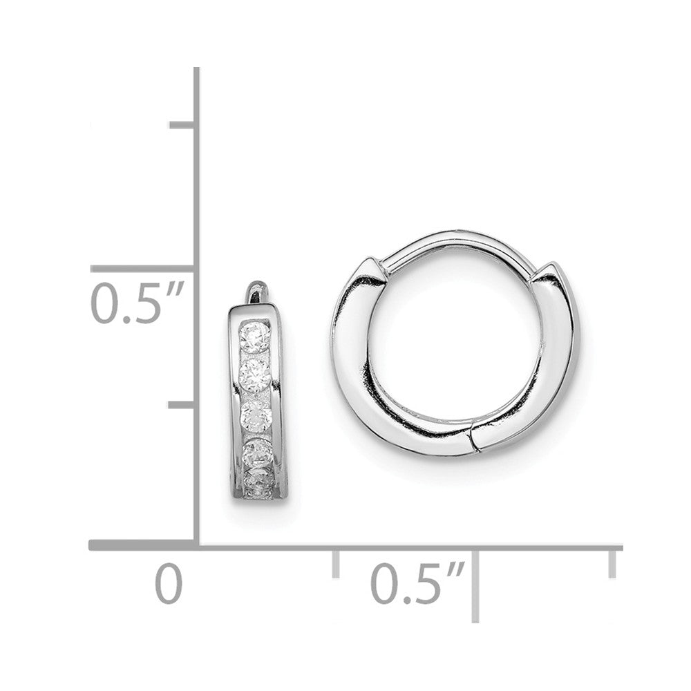 Quality Gold Sterling Silver Rhodium-plated CZ Hinged Hoop Earrings