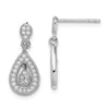 Quality Gold Sterling Silver Rhodium-plated CZ Pave Double Pear Dangle Post Earrings