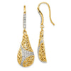 Quality Gold Sterling Silver Gold Plated CZ Teardrop Dangle Earrings