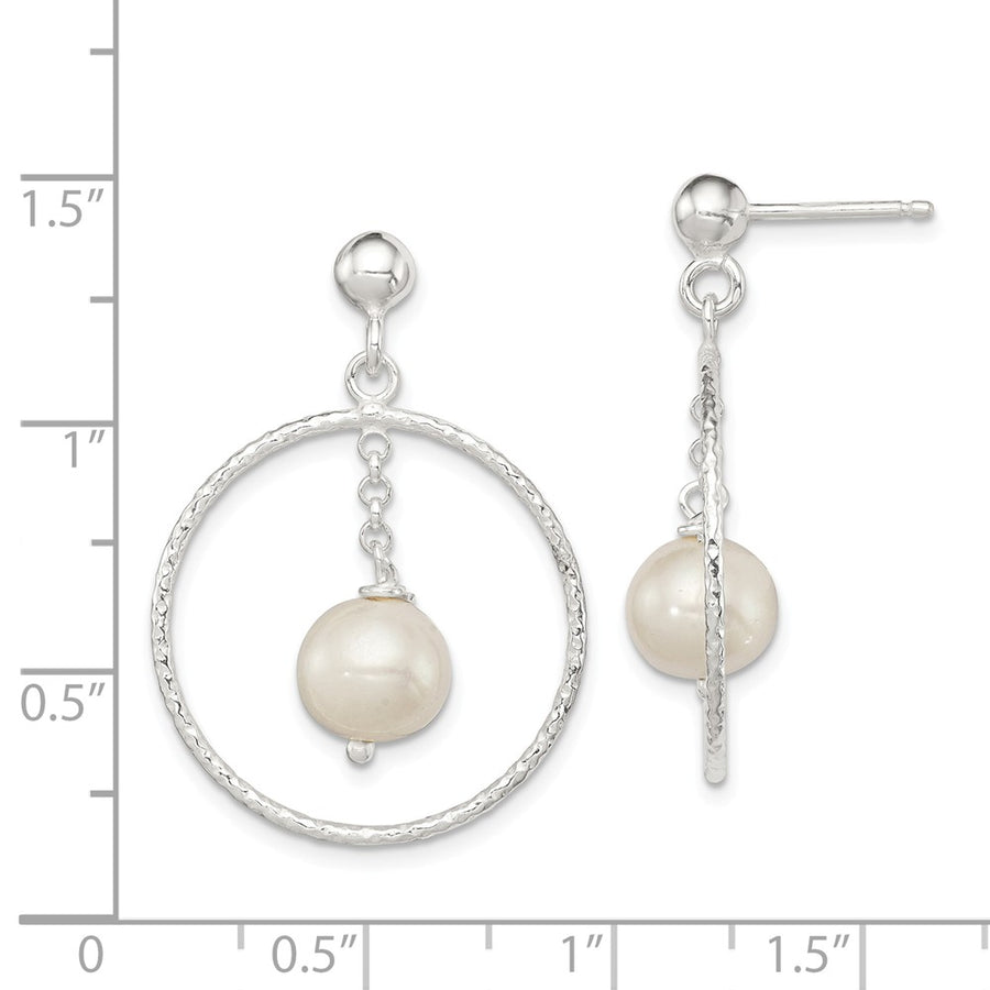 Quality Gold Sterling Silver Textured Freshwater Pearl Dangle Earrings