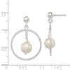 Quality Gold Sterling Silver Textured Freshwater Pearl Dangle Earrings