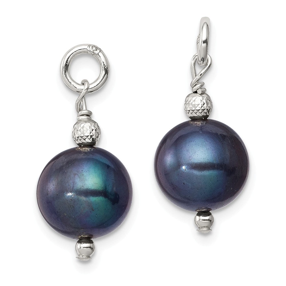 Quality Gold Sterling Silver FW Cultured Peacock Pearl and Bead Hoop Earring Enhancers