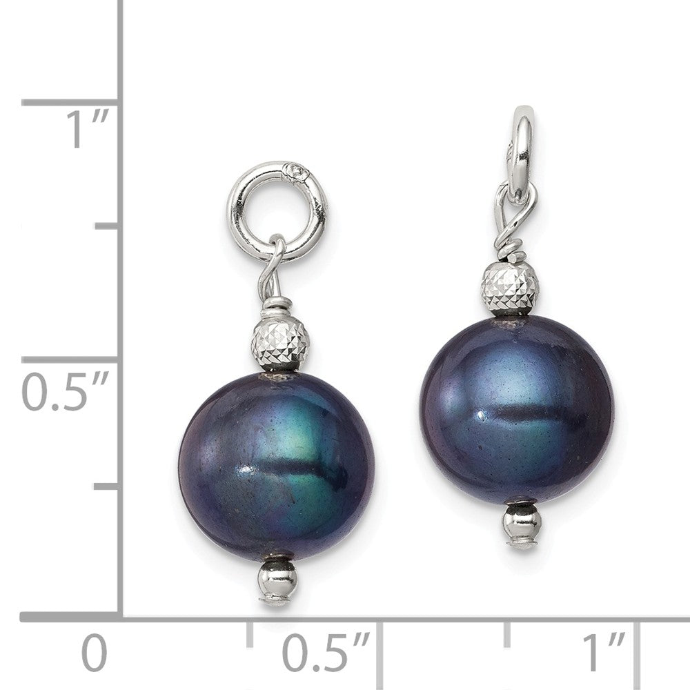 Quality Gold Sterling Silver FW Cultured Peacock Pearl and Bead Hoop Earring Enhancers