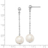 Quality Gold Sterling Silver Rhodium-plated 10mm FW Cultured Pearl Dangle Post Earrings