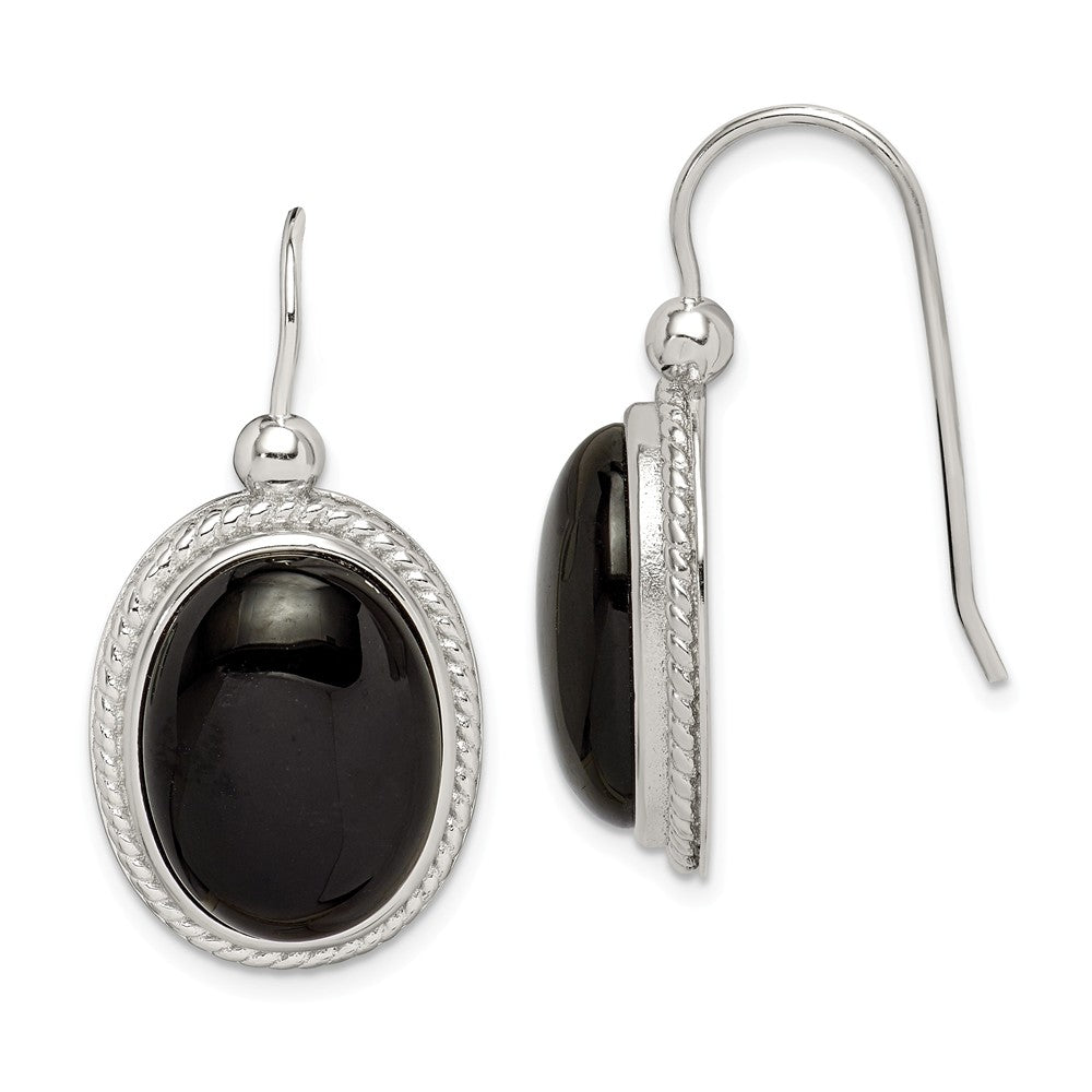 Quality Gold Sterling Silver Black Agate Dangle Earrings