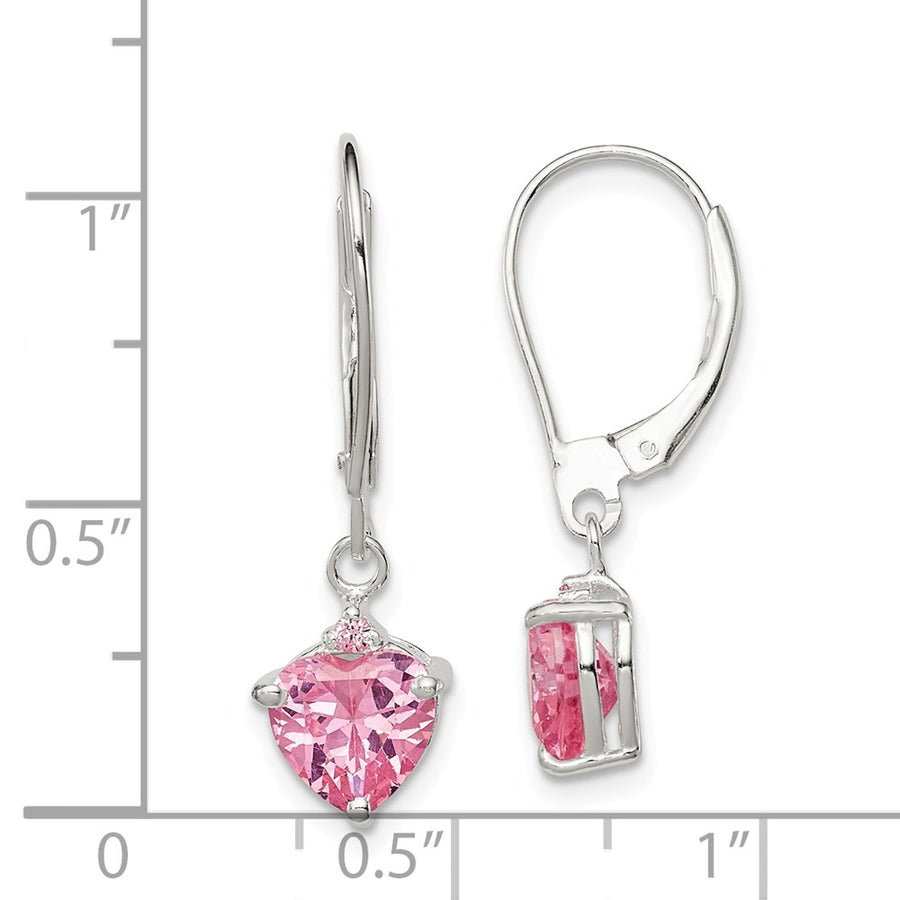 Quality Gold Sterling Silver Pink CZ Leverback Dangle Earrings