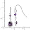 Quality Gold Sterling Silver Purple CZ Dangle Earrings