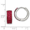 Quality Gold Sterling Silver Red Preciosa Crystal Small Hinged Hoop Earrings