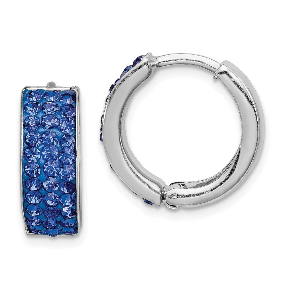 Quality Gold Sterling Silver Indigo Blue Preciosa Crystal Hinged Hoop Earrings