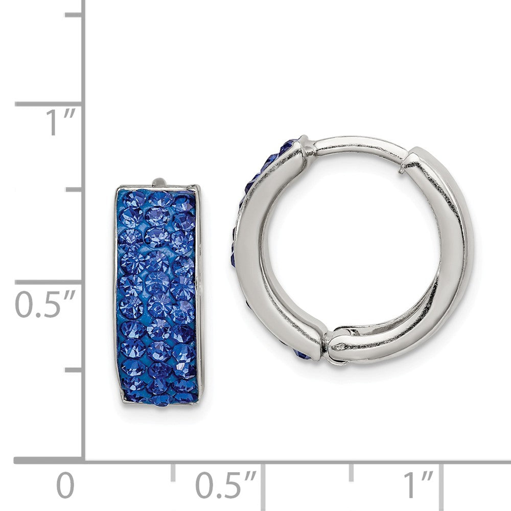 Quality Gold Sterling Silver Indigo Blue Preciosa Crystal Hinged Hoop Earrings