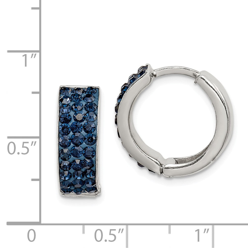 Quality Gold Sterling Silver Dark Blue Preciosa Crystal Small Hinged Hoop Earrings