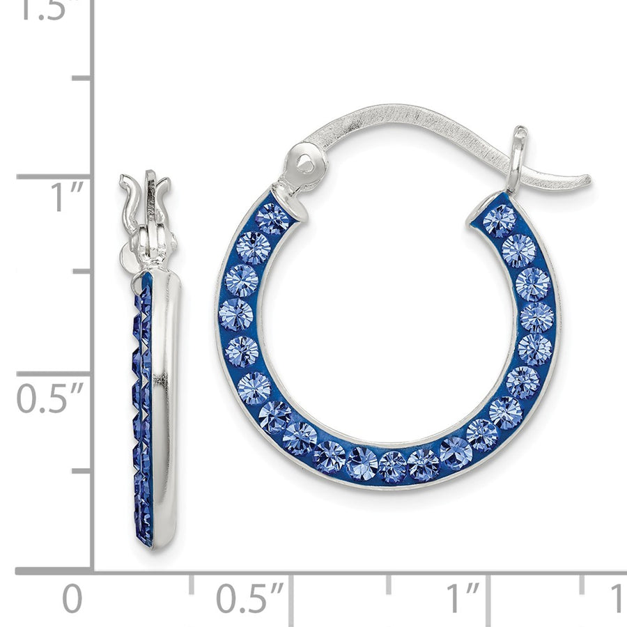 Quality Gold Sterling Silver Stellux Crystal Blue Hoop Earrings