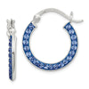 Quality Gold Sterling Silver Stellux Crystal Blue Hoop Earrings