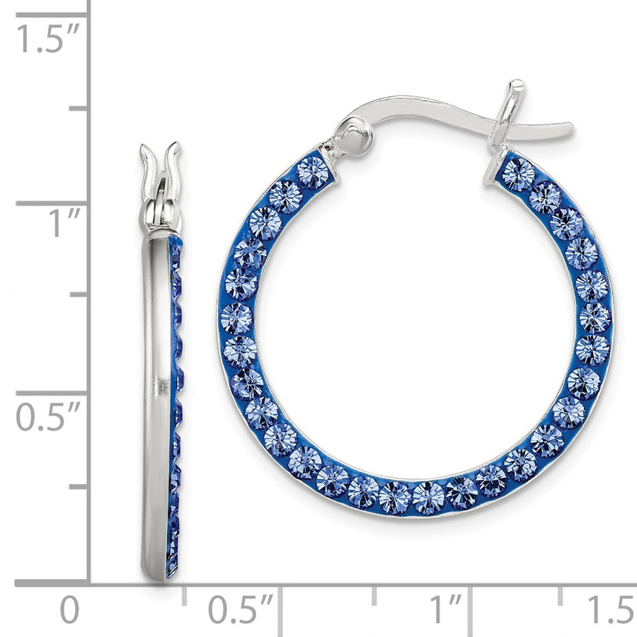 Quality Gold Sterling Silver Stellux Crystal Royal Blue Hoop Earrings