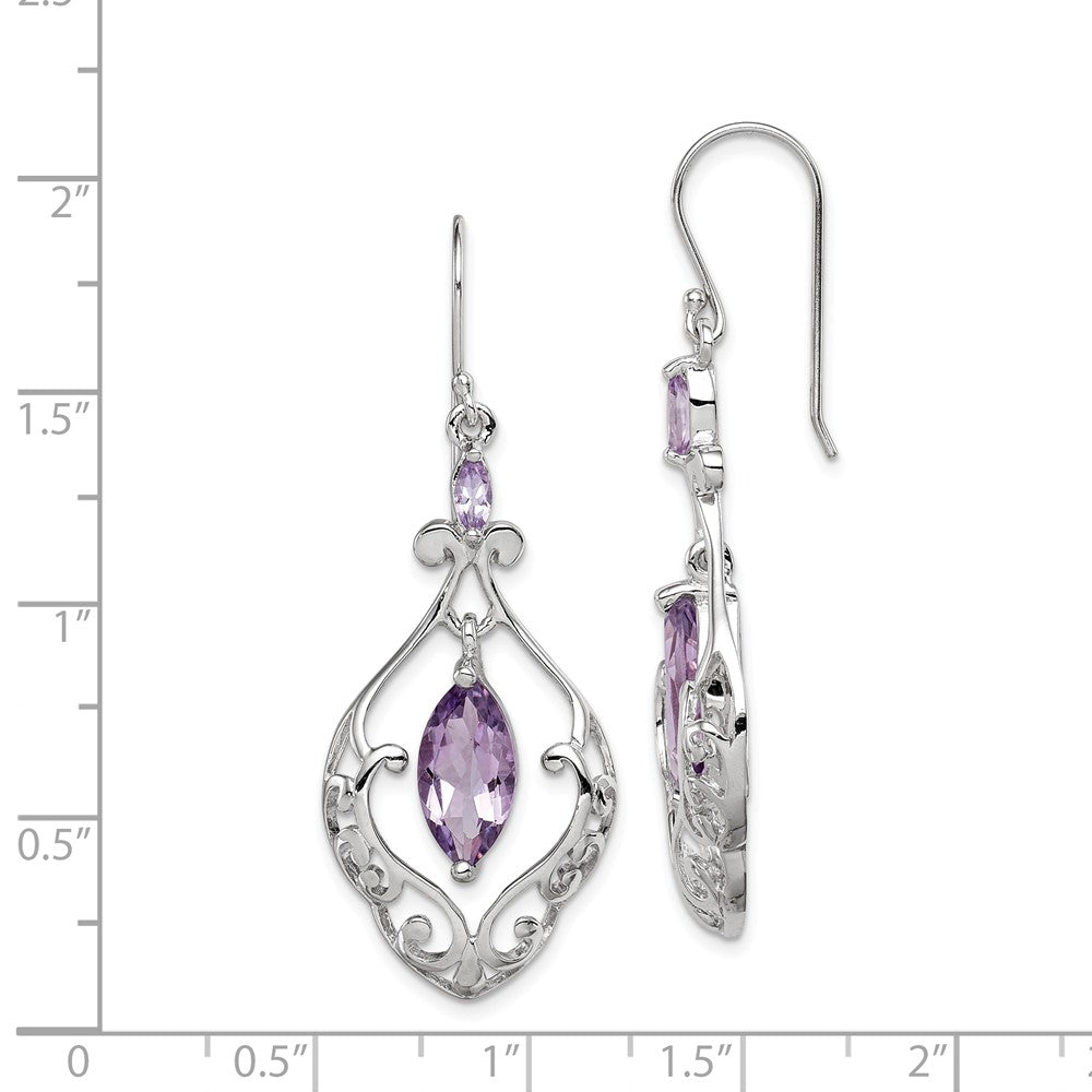 Quality Gold Sterling Silver Amethyst Fancy Dangle Earrings