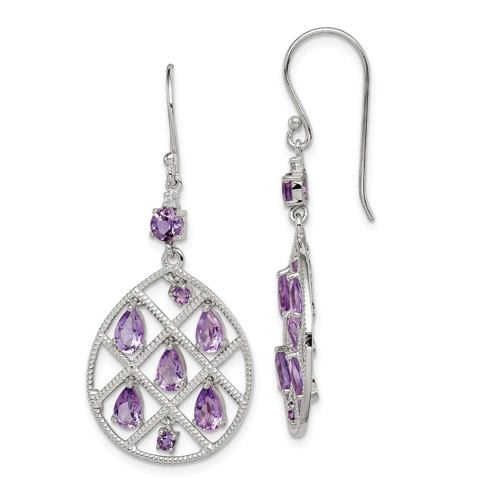 Quality Gold Sterling Silver Amethyst Teardrop Dangle Earrings