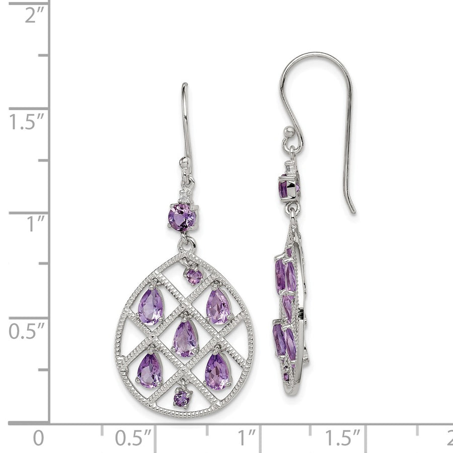 Quality Gold Sterling Silver Amethyst Teardrop Dangle Earrings