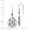 Quality Gold Sterling Silver Amethyst Teardrop Dangle Earrings