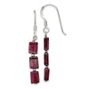 Quality Gold Sterling Silver Three Stone Garnet Dangle Earrings