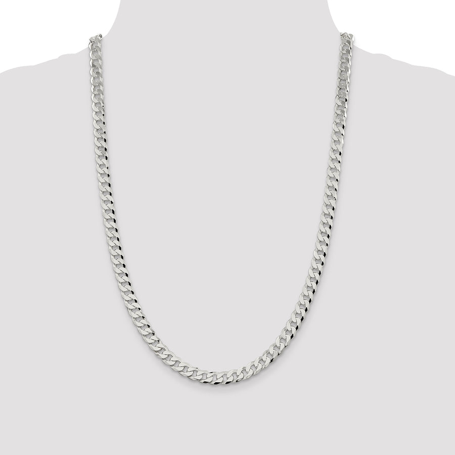 Quality Gold Sterling Silver 7mm Beveled Curb Chain