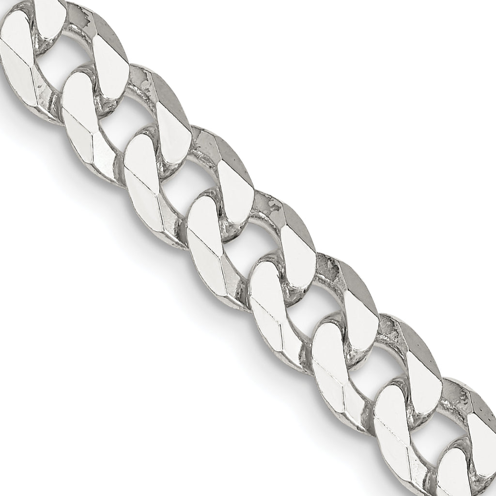 Quality Gold Sterling Silver 7mm Beveled Curb Chain