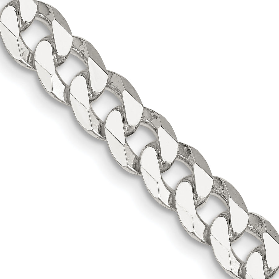 Quality Gold Sterling Silver 7mm Beveled Curb Chain