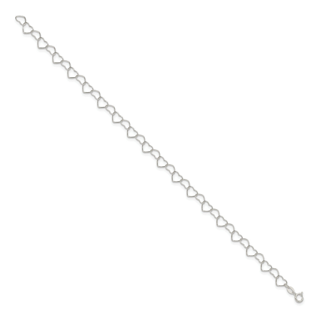 Quality Gold Sterling Silver 0.6mm Fancy Heart Link Anklet