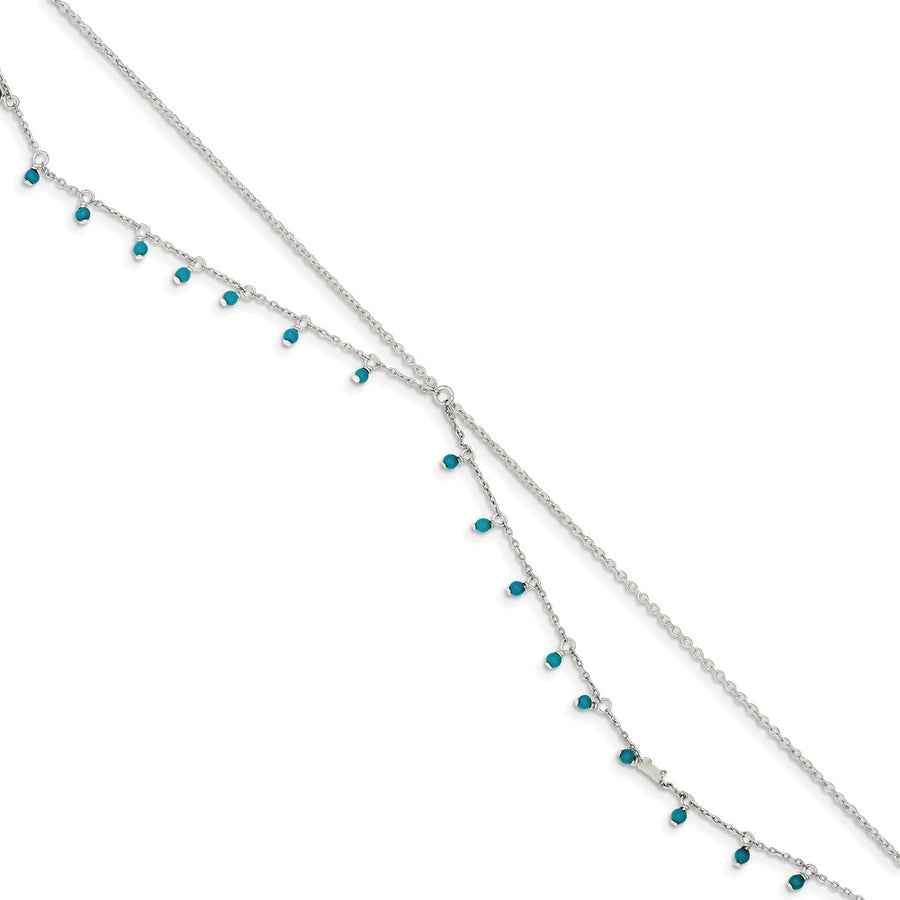 Quality Gold Sterling Silver Turquoise Double Chain Anklet Bracelet