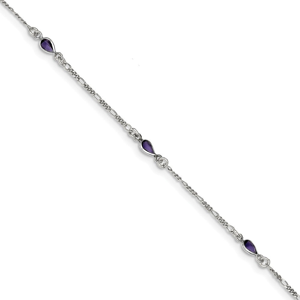 Quality Gold Sterling Silver Purple Glass Ankle Bracelet