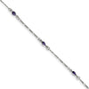 Quality Gold Sterling Silver Purple Glass Ankle Bracelet