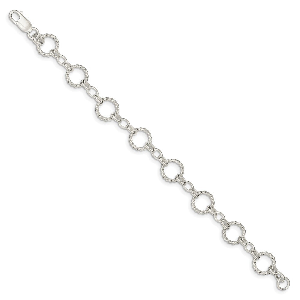 Quality Gold Sterling Silver Twist Circle Link Bracelet