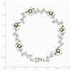 Quality Gold Sterling Silver Rhodium FW Cultured Pearl and CZ Floral Bracelet