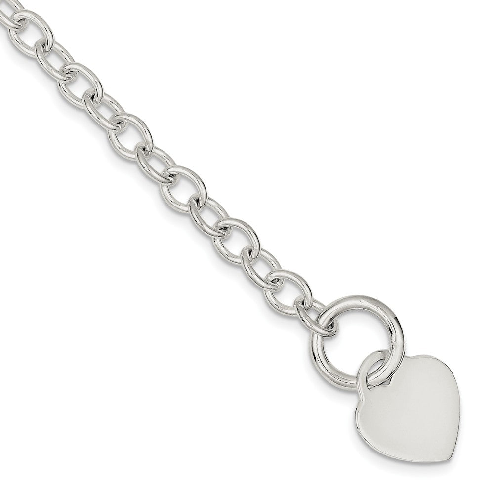 Quality Gold Sterling Silver Heart Disc Toggle Bracelet