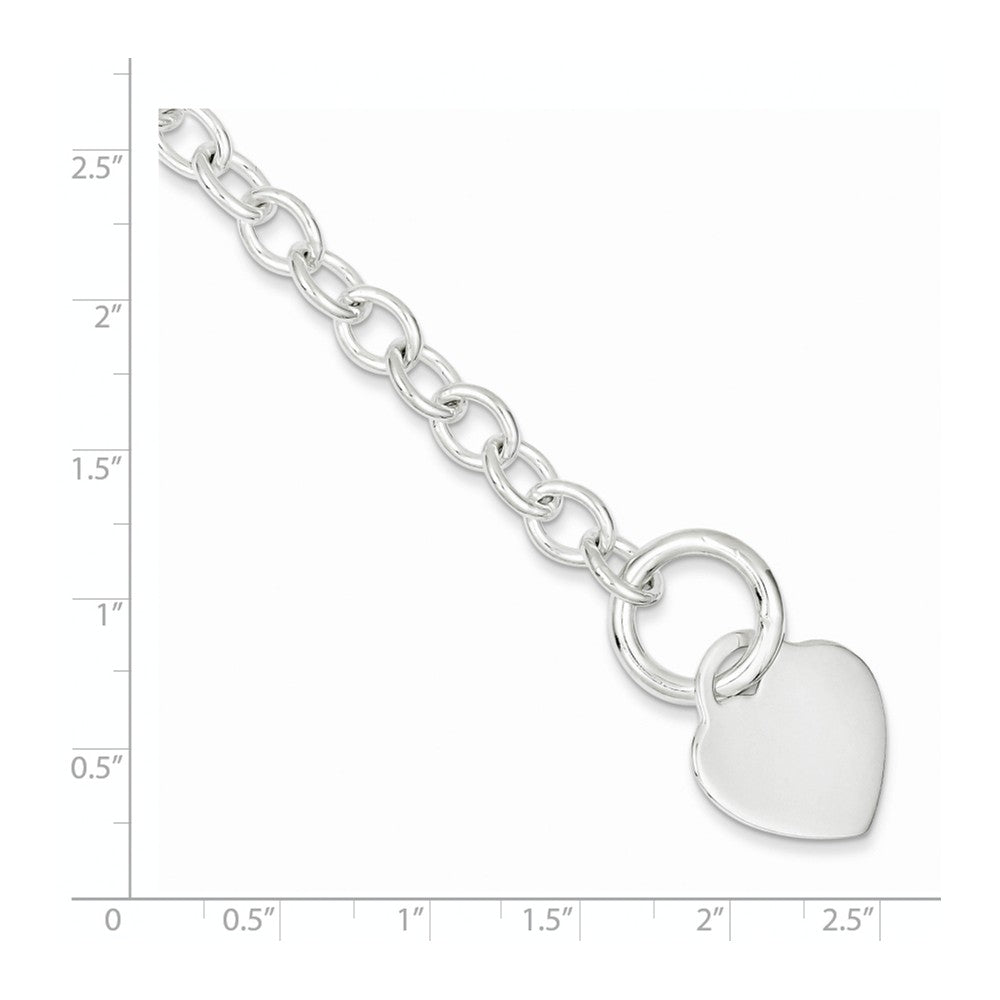 Quality Gold Sterling Silver Heart Disc Toggle Bracelet