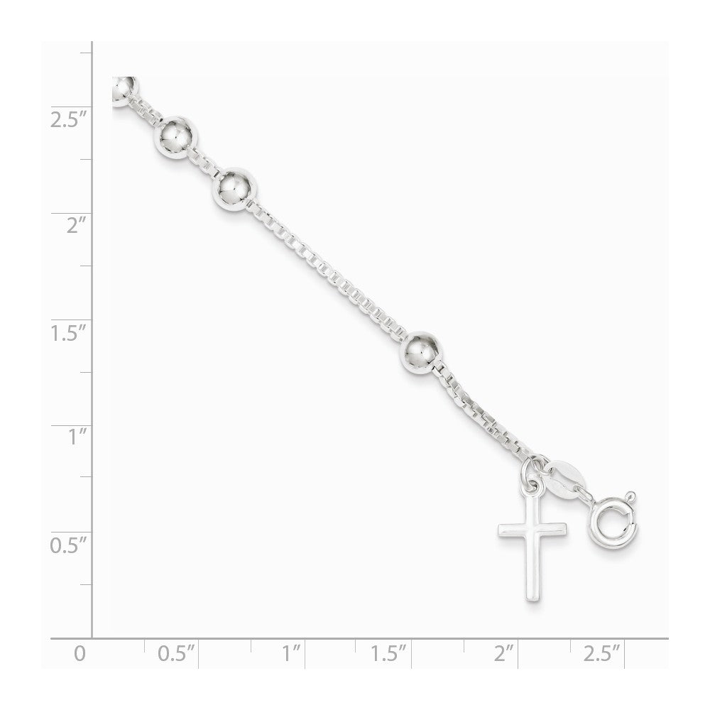 Quality Gold Sterling Silver Cross on Bead Bracelet