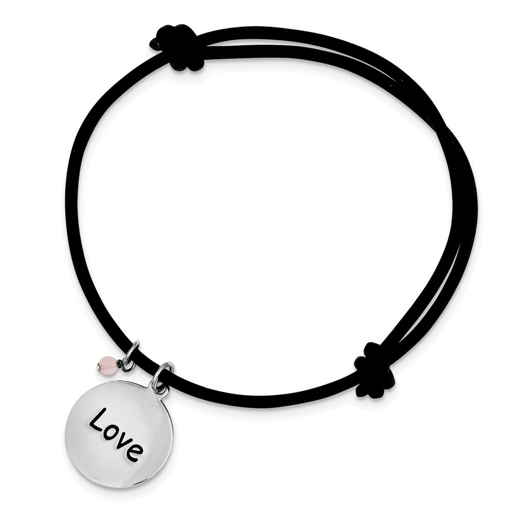 Quality Gold Sterling Silver Black Leather Expandable Cord Bracelet