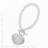 Quality Gold Sterling Silver Puffed Heart Toggle Bracelet