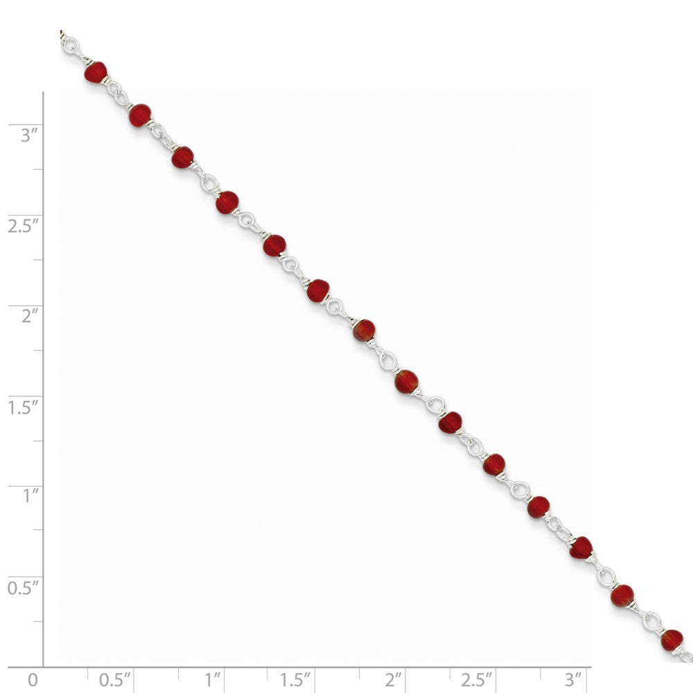 Quality Gold Sterling Silver Dark Red CZ Polished Bracelet