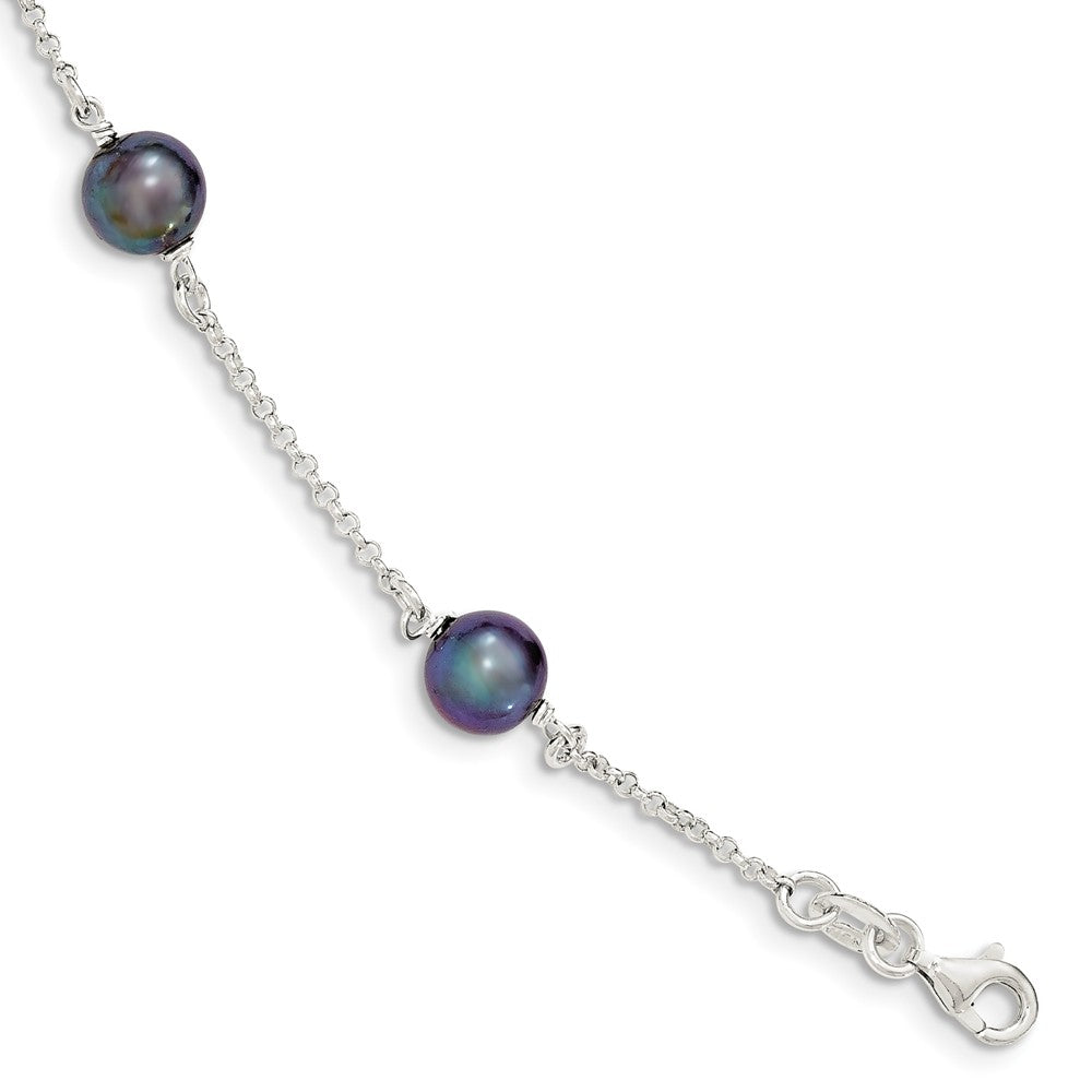 Quality Gold Sterling Silver Black Freshwater Cultured Pearl Bracelet