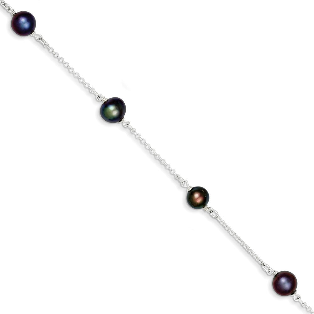 Quality Gold Sterling Silver Black Freshwater Cultured Pearl Bracelet