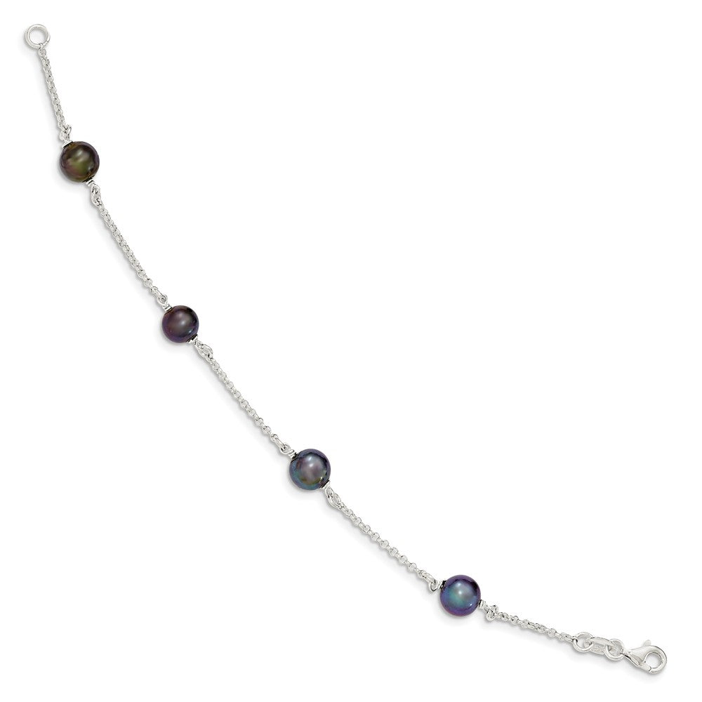 Quality Gold Sterling Silver Black Freshwater Cultured Pearl Bracelet